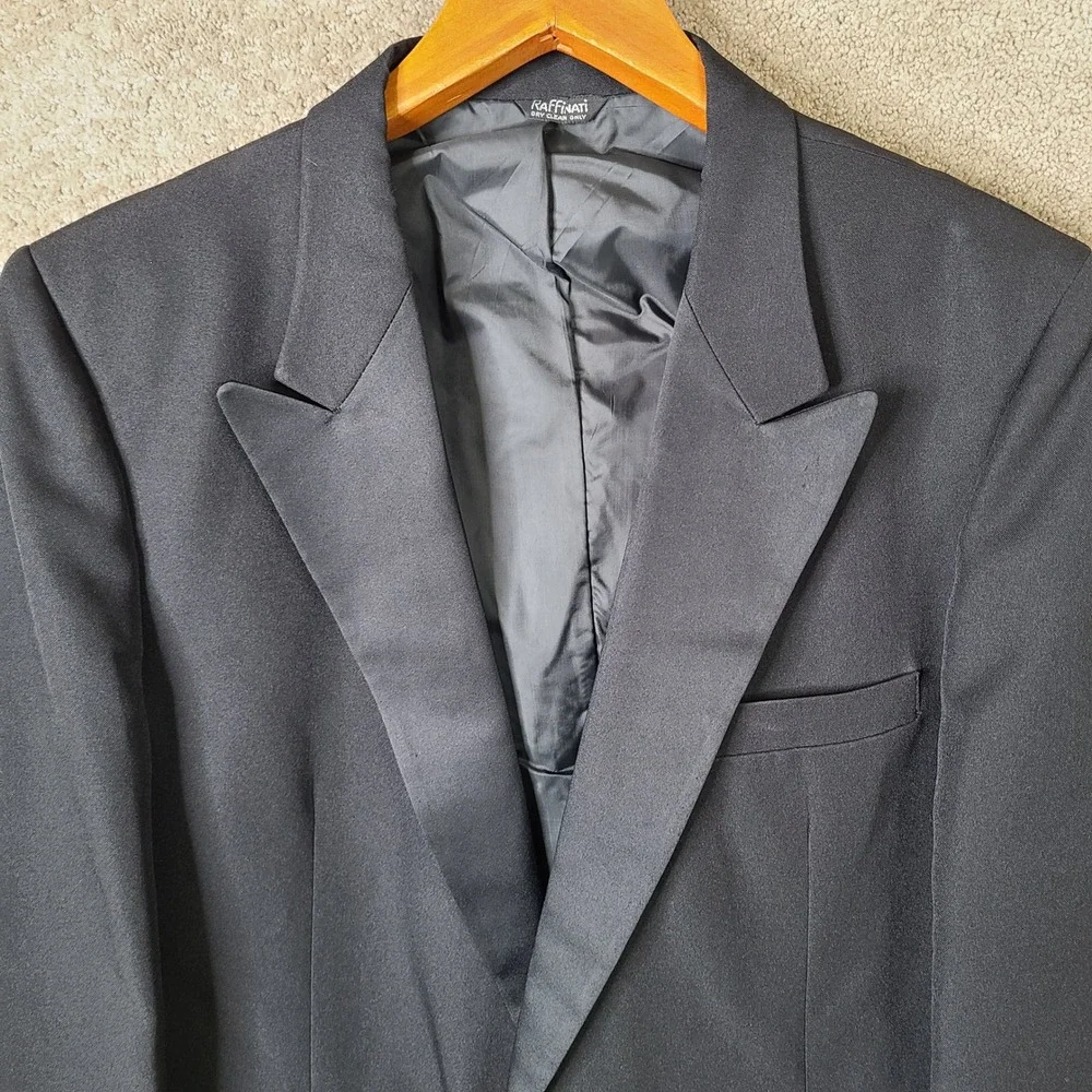 Raffinati Jacket Mens 44L Black Blazer Single Button Peak Lapel Formal Wedding